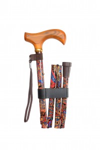 Walking stick folding Red Paisley (83-93 cm)